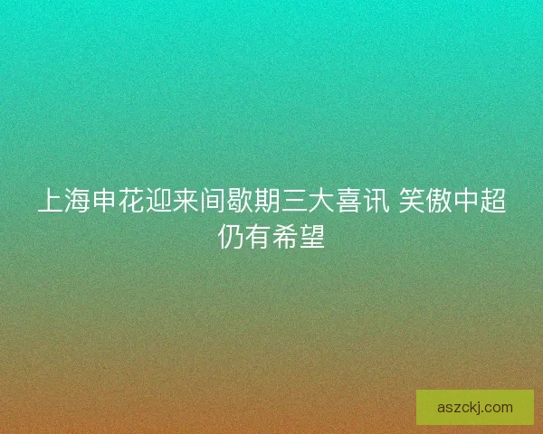 上海申花迎来间歇期三大喜讯 笑傲中超仍有希望